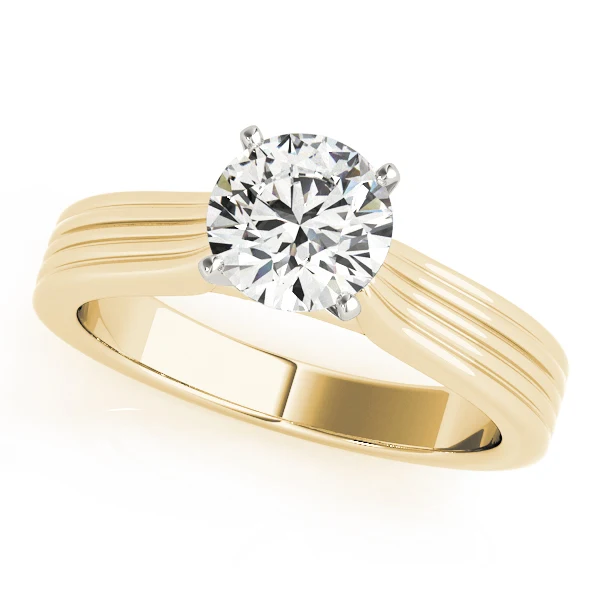 VS F 1.00-2.00 Ct 14K Gold Classic Round Cut Diamond Cathedral Solitaire Ring with Textured Band - Image 2