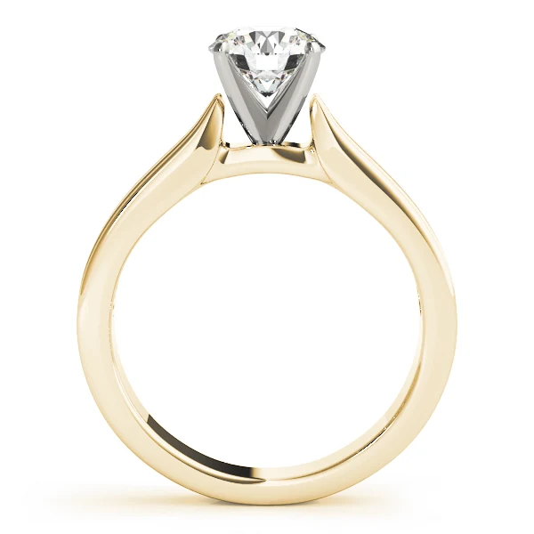 VS F 1.00-2.00 Ct 14K Gold Classic Round Cut Diamond Cathedral Solitaire Ring with Textured Band - Image 4