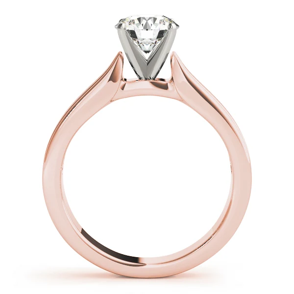 VS F 1.00-2.00 Ct 14K Gold Classic Round Cut Diamond Cathedral Solitaire Ring with Textured Band - Image 5