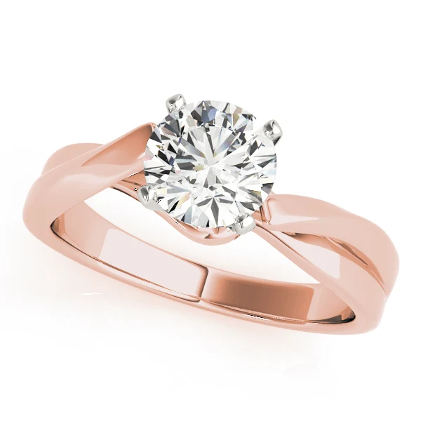 VS F 1.00-2.00 Ct Round Lab Created Diamond Split Shank Bypass Solitaire Ring in 14K Yellow, White & Rose Gold - Image 3