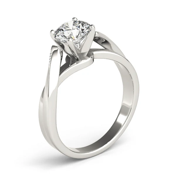 VS F 1.00-2.00 Ct Round Lab Created Diamond Split Shank Bypass Solitaire Ring in 14K Yellow, White & Rose Gold - Image 4