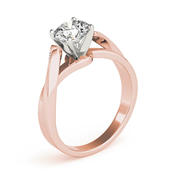VS F 1.00-2.00 Ct Round Lab Created Diamond Split Shank Bypass Solitaire Ring in 14K Yellow, White & Rose Gold - Image 5