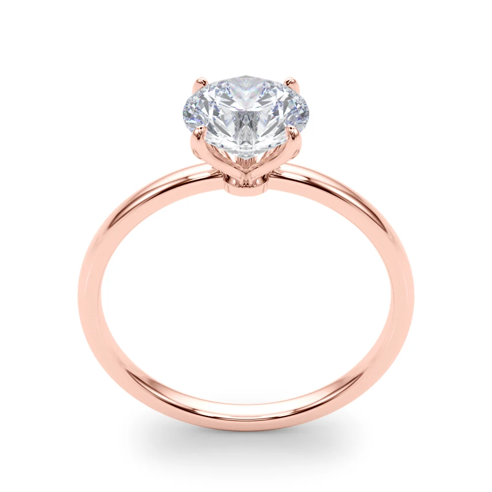 VS F 1.00-2.00 CT Round Lab Grown Diamond Petal Prong Tulip Solitaire Engagement Ring in 14K Gold - Image 3