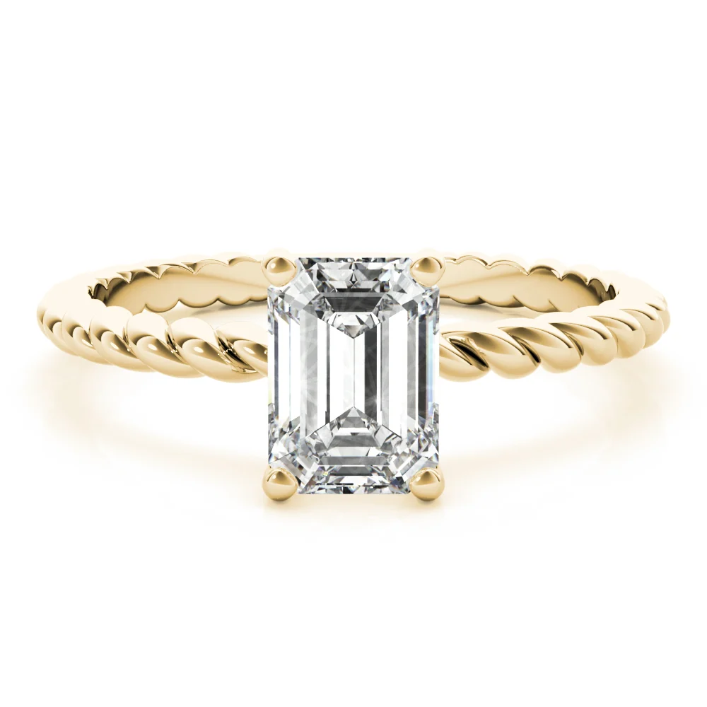 VS-F 1.00-3.00 Carat Emerald Lab Grown Diamond 4-Prong Solitaire Ring with Designer Band 14K Gold - Image 10