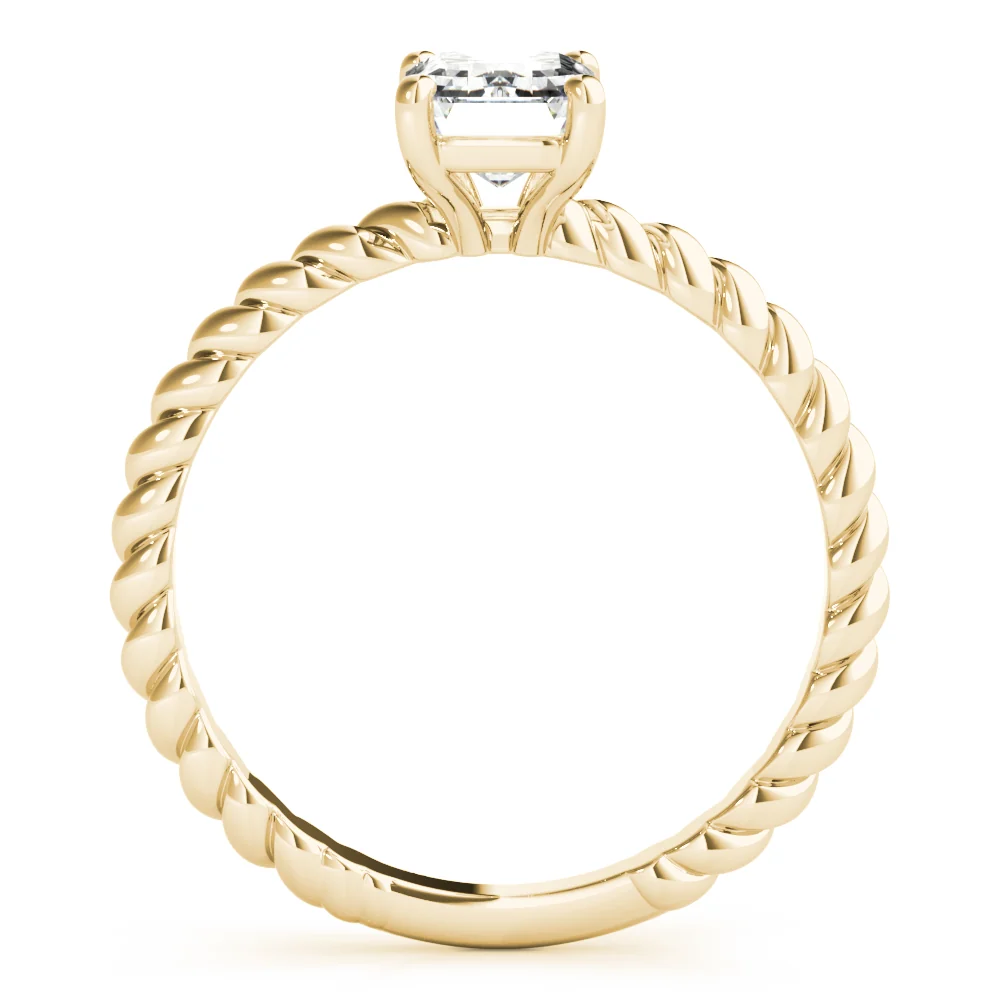 VS-F 1.00-3.00 Carat Emerald Lab Grown Diamond 4-Prong Solitaire Ring with Designer Band 14K Gold - Image 7
