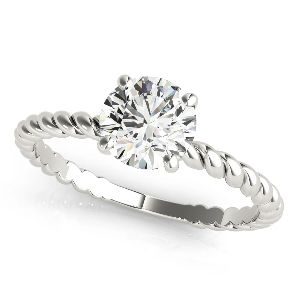 VS-F 1.00-3.00 Carat Lab Grown Diamond Solitaire Engagement Ring with Decorative Prong Design in 14K Gold