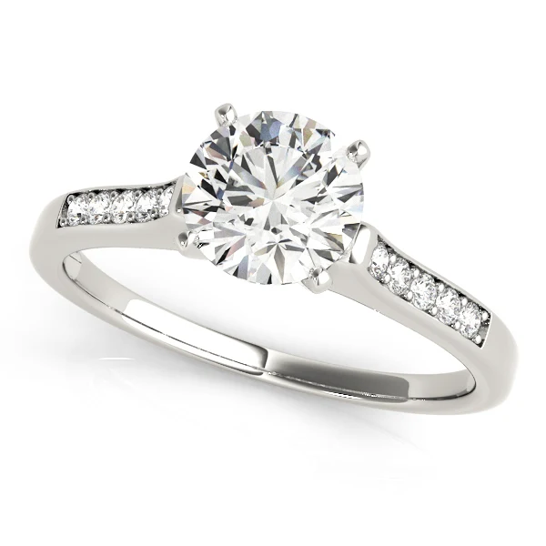 VS F 1.10 Carat Classic 4-Prong Round Cut Lab Grown Diamond Engagement Ring with Prong Set Band in 14k Gold