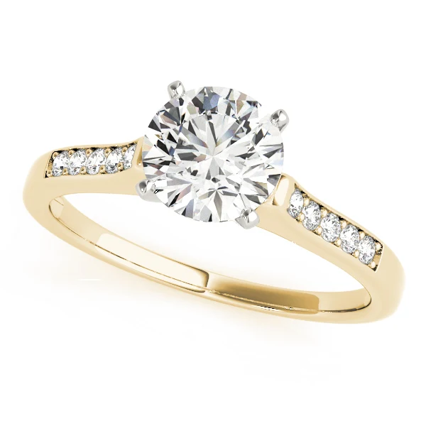 VS F 1.10 Carat Classic 4-Prong Round Cut Lab Grown Diamond Engagement Ring with Prong Set Band in 14k Gold - Image 2