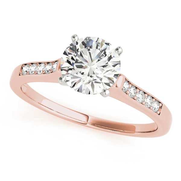 VS F 1.10 Carat Classic 4-Prong Round Cut Lab Grown Diamond Engagement Ring with Prong Set Band in 14k Gold - Image 3