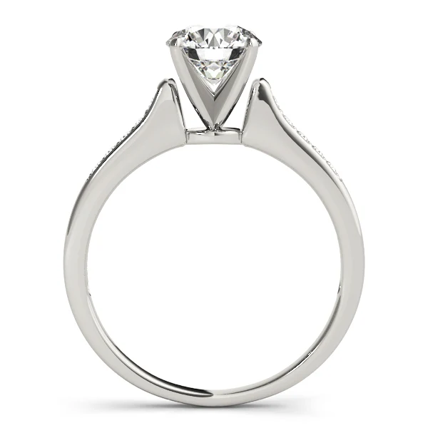 VS F 1.10 Carat Classic 4-Prong Round Cut Lab Grown Diamond Engagement Ring with Prong Set Band in 14k Gold - Image 6