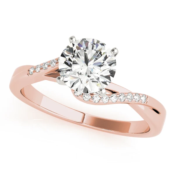 VS F 1.10 Carat Modern Bypass Round Cut Lab Grown Diamond Engagement Ring with Twisted Gold Band - Image 3