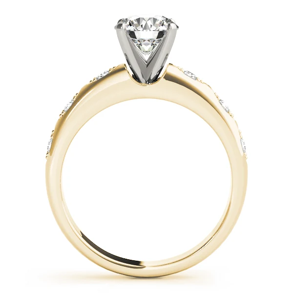 VS F 1.10 Carat Round Lab Grown Diamond Scalloped Accent Engagement Ring with Prong Set 14k Gold - Image 4