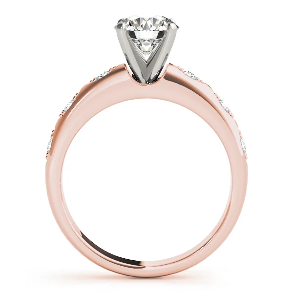 VS F 1.10 Carat Round Lab Grown Diamond Scalloped Accent Engagement Ring with Prong Set 14k Gold - Image 5