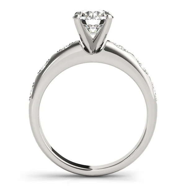 VS F 1.10 Carat Round Lab Grown Diamond Scalloped Accent Engagement Ring with Prong Set 14k Gold - Image 6