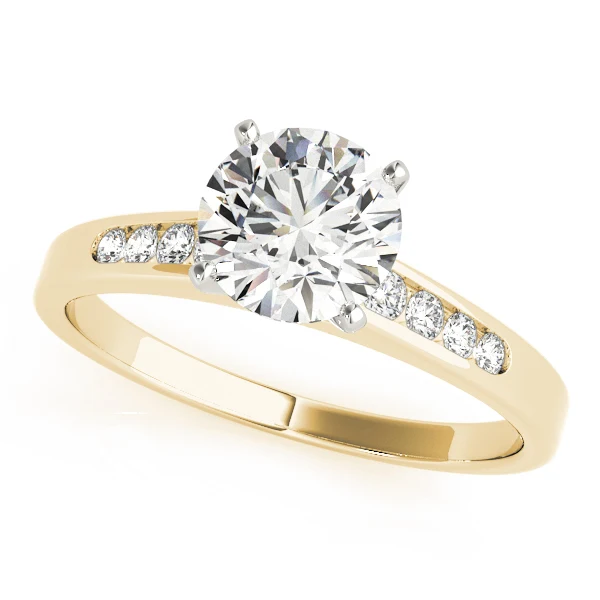 VS F 1.15Carat Round Brilliant Cut Lab Grown Diamond Tapered Channel Set Cathedral Engagement Ring Gold - Image 3