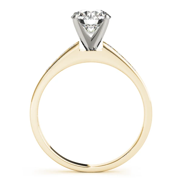 VS F 1.15Carat Round Brilliant Cut Lab Grown Diamond Tapered Channel Set Cathedral Engagement Ring Gold - Image 4