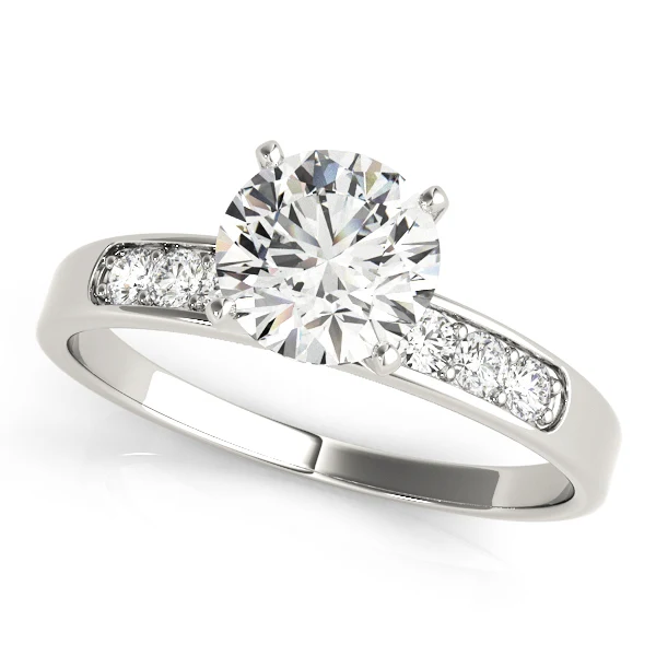 VS F 1.20Ct Round Lab Grown Diamond Engagement Ring Classic Accent Band 14K Solid Gold