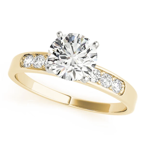 VS F 1.20Ct Round Lab Grown Diamond Engagement Ring Classic Accent Band 14K Solid Gold - Image 2
