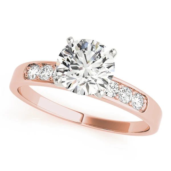 VS F 1.20Ct Round Lab Grown Diamond Engagement Ring Classic Accent Band 14K Solid Gold - Image 3