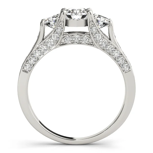 VS/F 1.30Ct 14k Solid Gold Lab Grown Round Diamond Three Stone Engagement Ring - Image 6