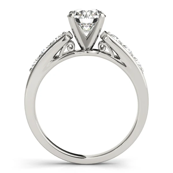 VS F 1.40 Carat Round Lab Grown Diamond Engagement Ring with Wide Prong Set Side Diamond Gold - Image 6