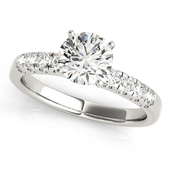 VS F 1.40 Ct Round Lab Grown Diamond Scalloped Pavé Cathedral Engagement Ring 14K Gold