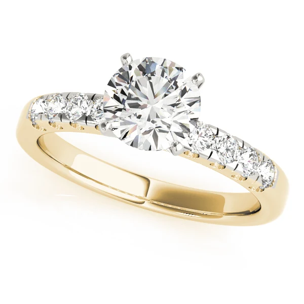 VS F 1.40 Ct Round Lab Grown Diamond Scalloped Pavé Cathedral Engagement Ring 14K Gold - Image 2