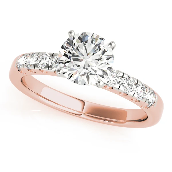 VS F 1.40 Ct Round Lab Grown Diamond Scalloped Pavé Cathedral Engagement Ring 14K Gold - Image 3