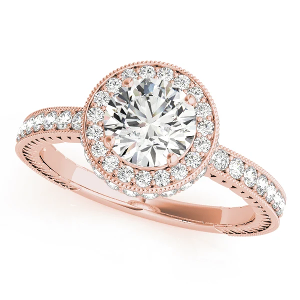 VS F 1.45 Carat Vintage Round Lab Grown Diamond Halo Engagement Ring with Milgrain 14K Solid Gold - Image 3