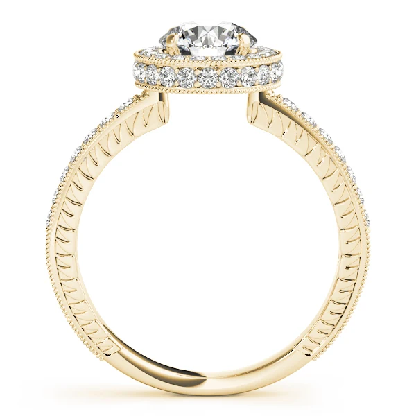 VS F 1.45 Carat Vintage Round Lab Grown Diamond Halo Engagement Ring with Milgrain 14K Solid Gold - Image 5