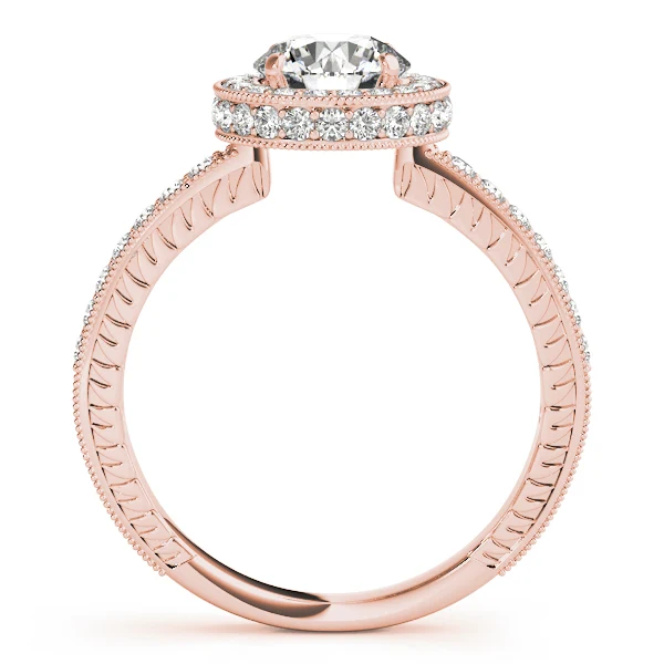 VS F 1.45 Carat Vintage Round Lab Grown Diamond Halo Engagement Ring with Milgrain 14K Solid Gold - Image 6
