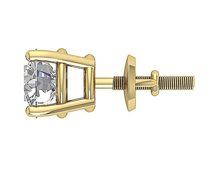 VS F 1.50-2.50 Carat Lab Grown Diamond Screw Back Solitaire Stud Earring 14K Solid Gold - Image 10