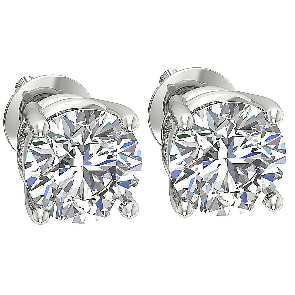 VS F 1.50-2.50 Carat Lab Grown Diamond Screw Back Solitaire Stud Earring 14K Solid Gold - Image 5
