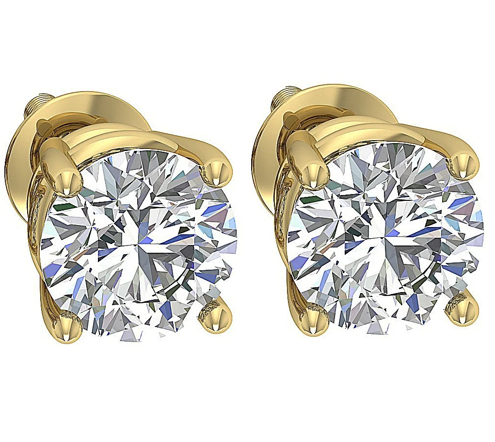VS F 1.50-2.50 Carat Lab Grown Diamond Screw Back Solitaire Stud Earring 14K Solid Gold - Image 6