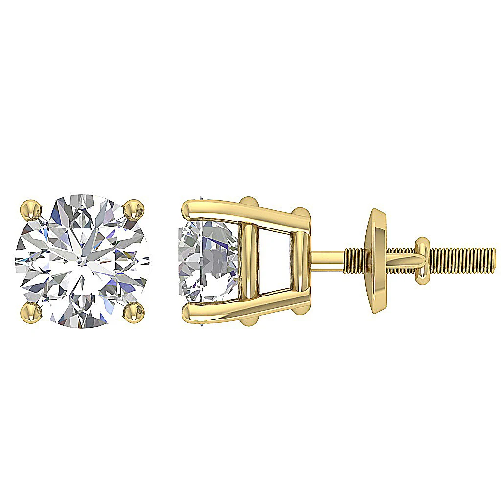 VS F 1.50-2.50 Carat Lab Grown Diamond Screw Back Solitaire Stud Earring 14K Solid Gold - Image 8