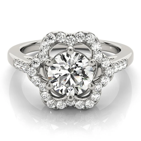 VS F 1.55 Carat Vintage Floral Halo Lab Grown Diamond Engagement Ring Prong Set 14K White Gold - Image 10