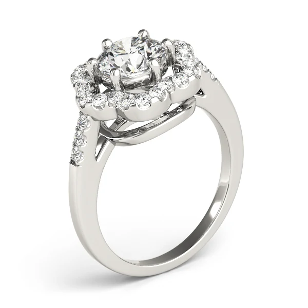 VS F 1.55 Carat Vintage Floral Halo Lab Grown Diamond Engagement Ring Prong Set 14K White Gold - Image 6