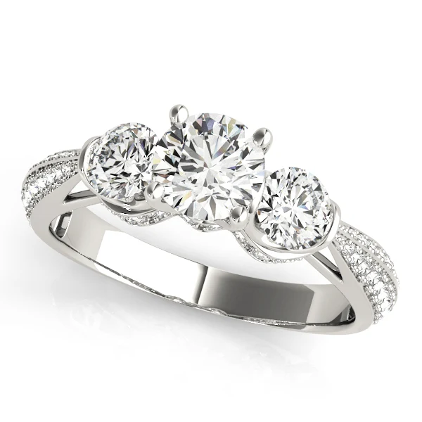 VS/F 1.65Ct 14k White Yellow Rose Gold Hidden Halo Lab Grown Genuine Diamond 3 Stone Ring Band - Image 3