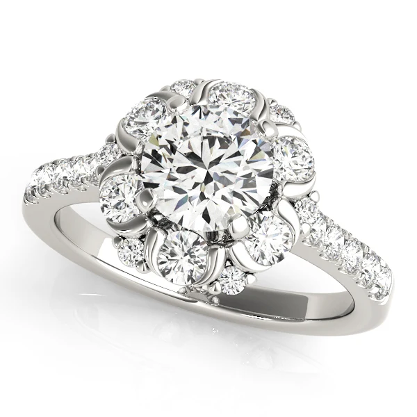 VS F 1.91 Ct Lab Grown Round Diamond Crown Halo Engagement Solitaire Ring 14K Gold
