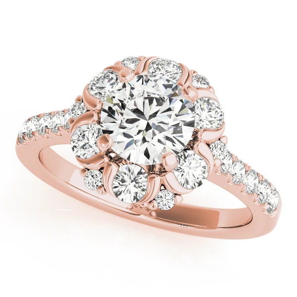 VS F 1.91 Ct Lab Grown Round Diamond Crown Halo Engagement Solitaire Ring 14K Gold - Image 3