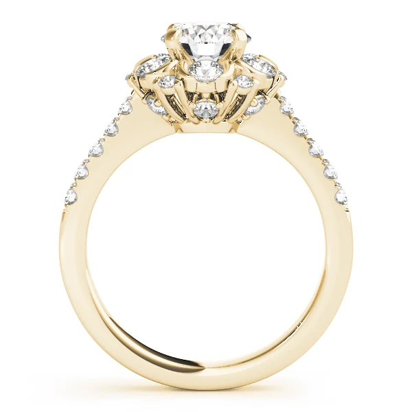 VS F 1.91 Ct Lab Grown Round Diamond Crown Halo Engagement Solitaire Ring 14K Gold - Image 4