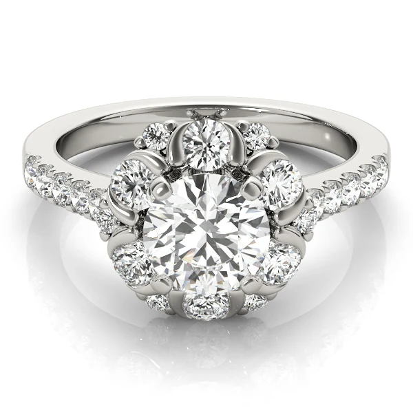 VS F 1.91 Ct Lab Grown Round Diamond Crown Halo Engagement Solitaire Ring 14K Gold - Image 8