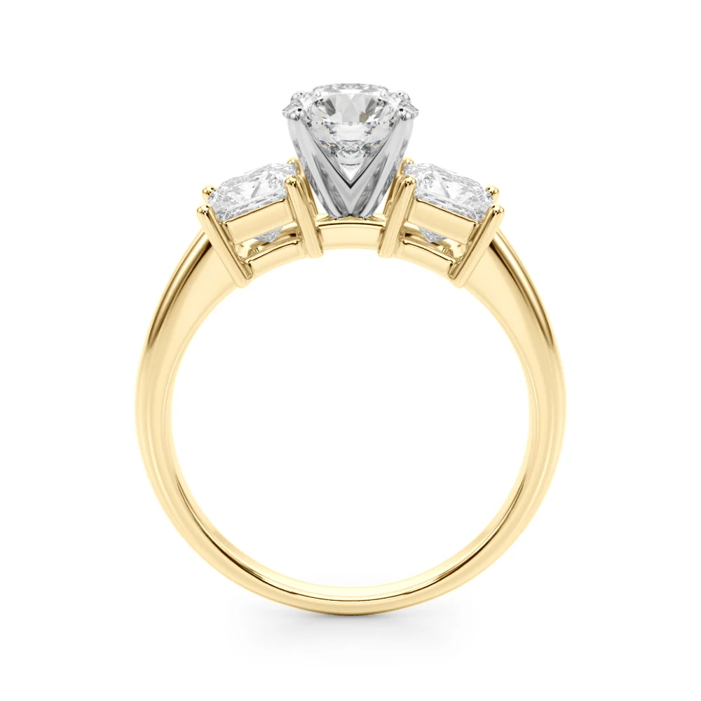 VS/F 2.20Ct Lab Grown Diamond Three Stone Round Princess Cut Engagement Ring 14k Gold - Image 4