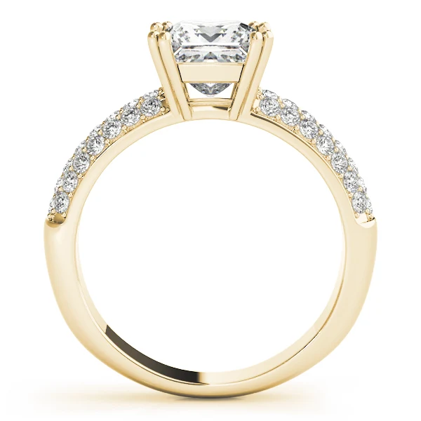 VS F 2.45Ct Princess Cut Lab Grown Diamond Multi-Row Accent Engagement Ring 14K Gold - Image 4