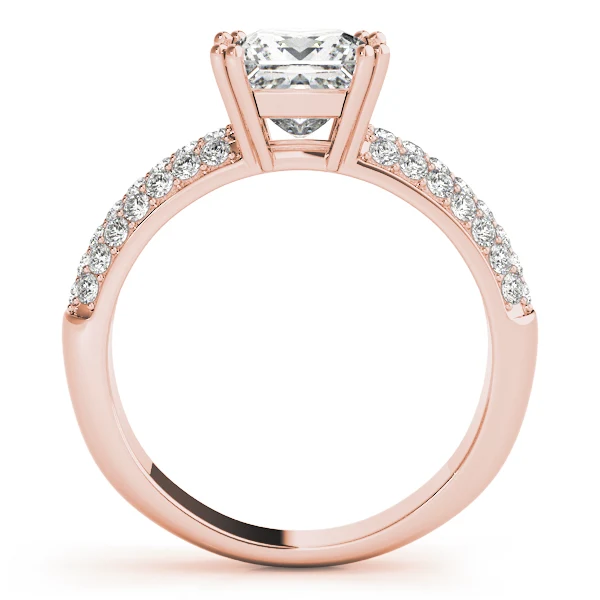 VS F 2.45Ct Princess Cut Lab Grown Diamond Multi-Row Accent Engagement Ring 14K Gold - Image 5