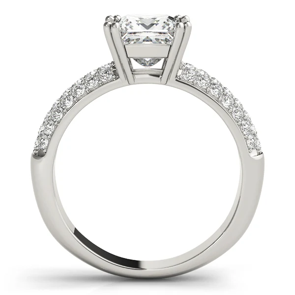 VS F 2.45Ct Princess Cut Lab Grown Diamond Multi-Row Accent Engagement Ring 14K Gold - Image 6