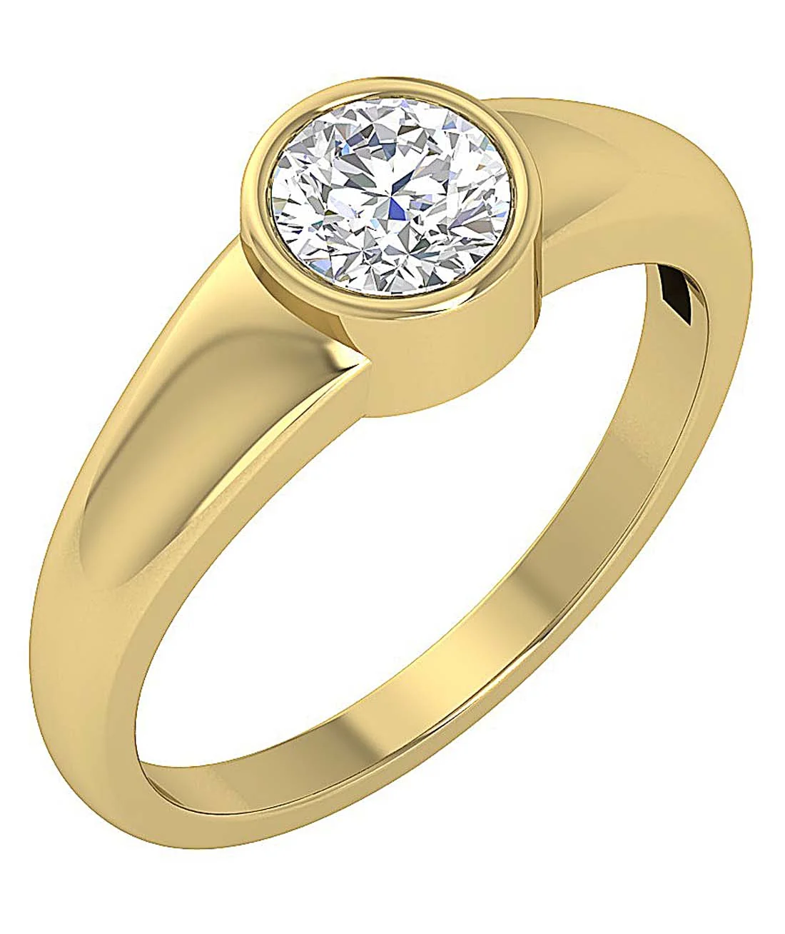 Modern Full Bezel Set Round Lab Grown Diamond Solitaire Ring VS F 0.50-1.00 Carat 14K Solid Gold - Image 3
