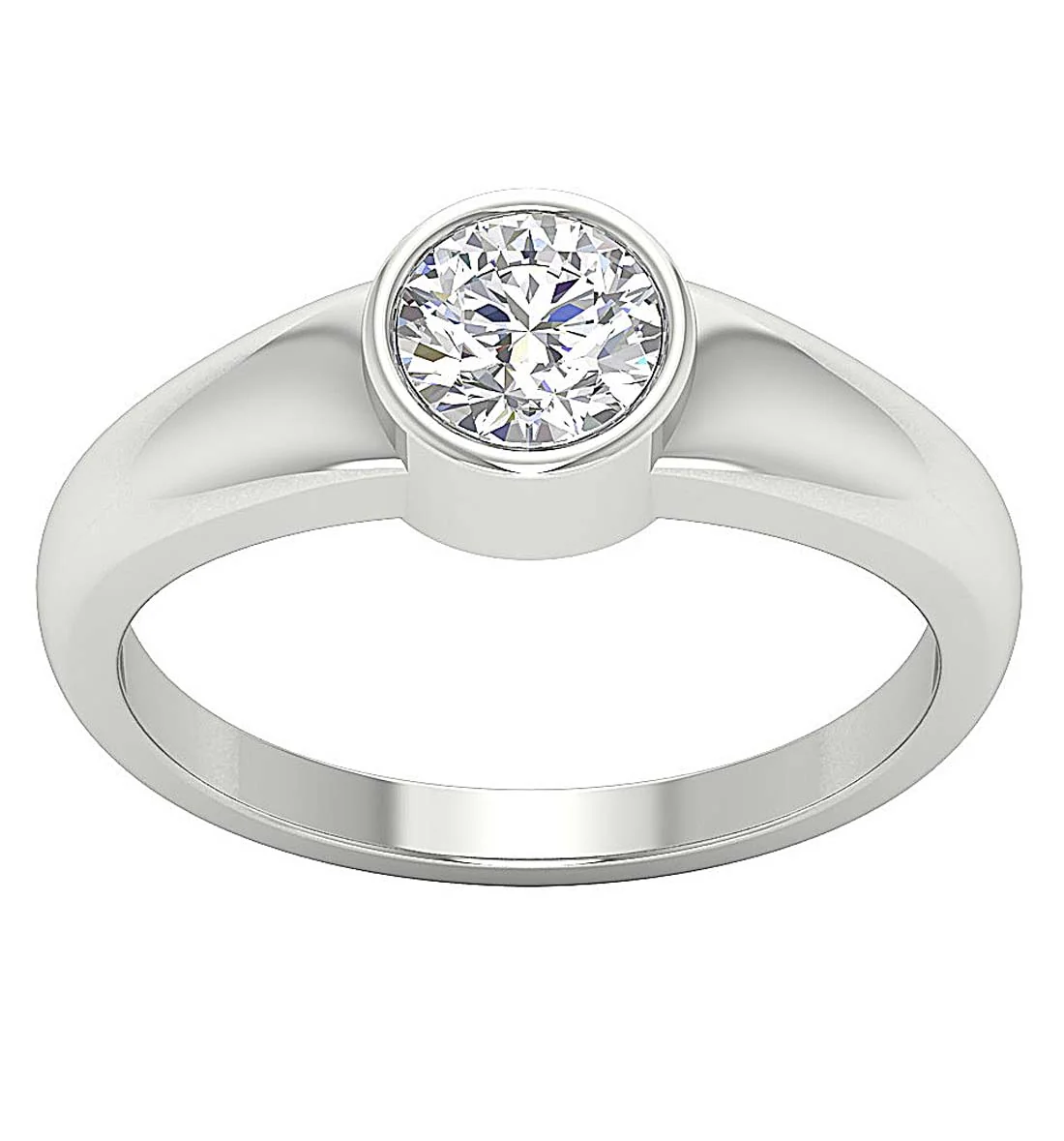 Modern Full Bezel Set Round Lab Grown Diamond Solitaire Ring VS F 0.50-1.00 Carat 14K Solid Gold - Image 4