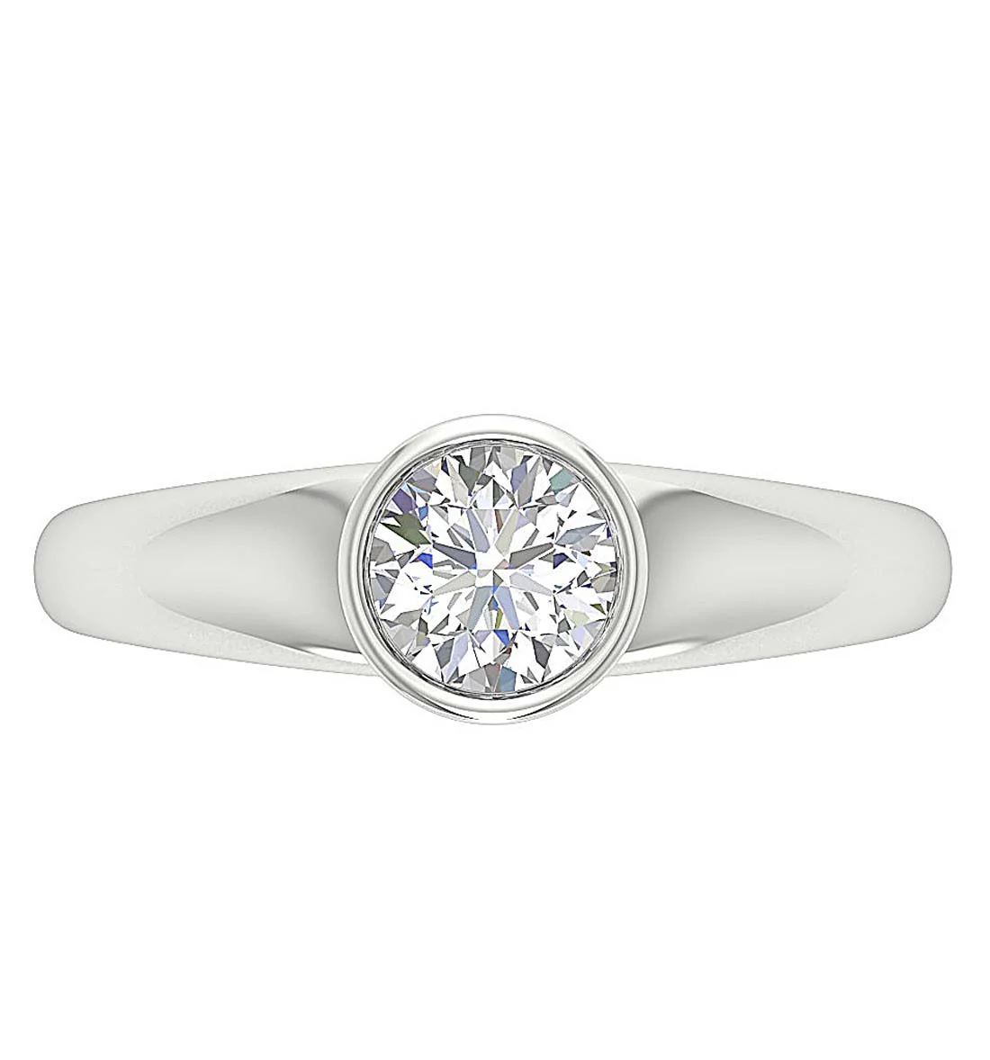 Modern Full Bezel Set Round Lab Grown Diamond Solitaire Ring VS F 0.50-1.00 Carat 14K Solid Gold - Image 8