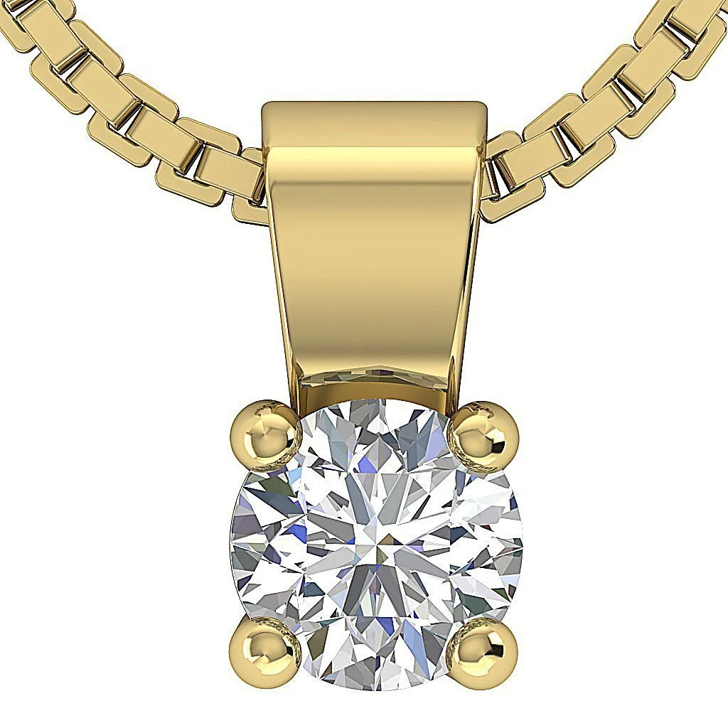 VS F 0.50-1.00 Carat Round Brilliant Lab Grown Diamond 14K Gold Pendant 4 Prong Set - Image 2